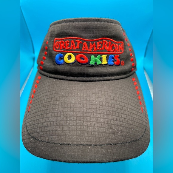 Great American Cookies Employee Black Adjustable Capamerica Visor Hat Cap. EUC - Picture 2 of 7